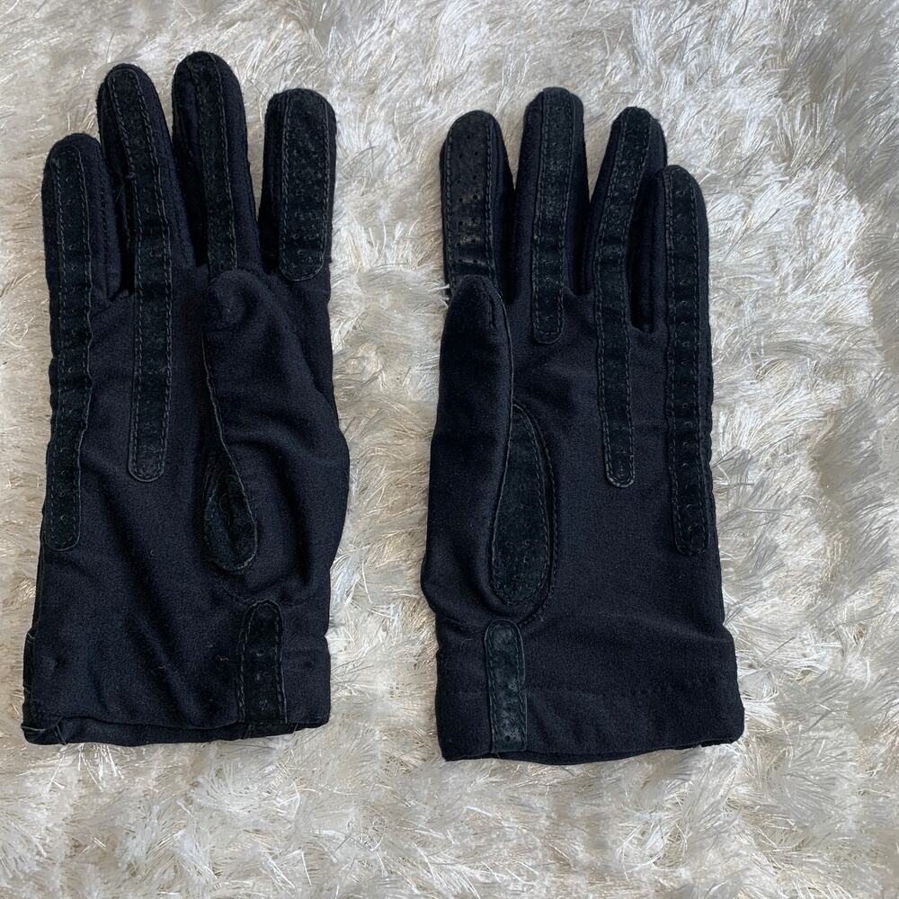 Isotoner Warmups Suede Vintage Gloves Sz Large Black